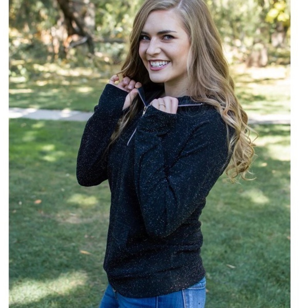 LAST 2! Your Time To Shine Shimmer Half Zip Hoodie